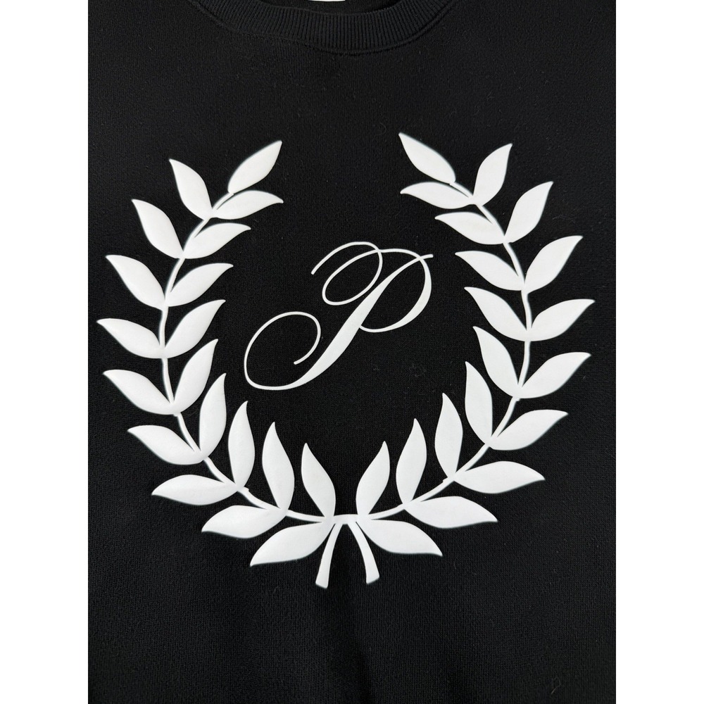 Victorias Secret PINK Pullover Sweatshirt Black Laurel Emblem Preppy Cozy Size L